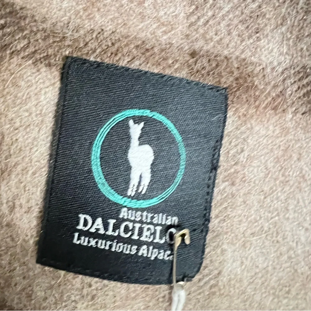 New Dalcielo Baby Alpaca Check Scarf Eco Friendly Rose Grey Brown